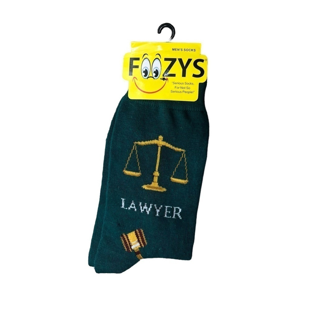 NWT Foozy’s Green Lawyer Socks Size 10-13 Shoe Size 6-12